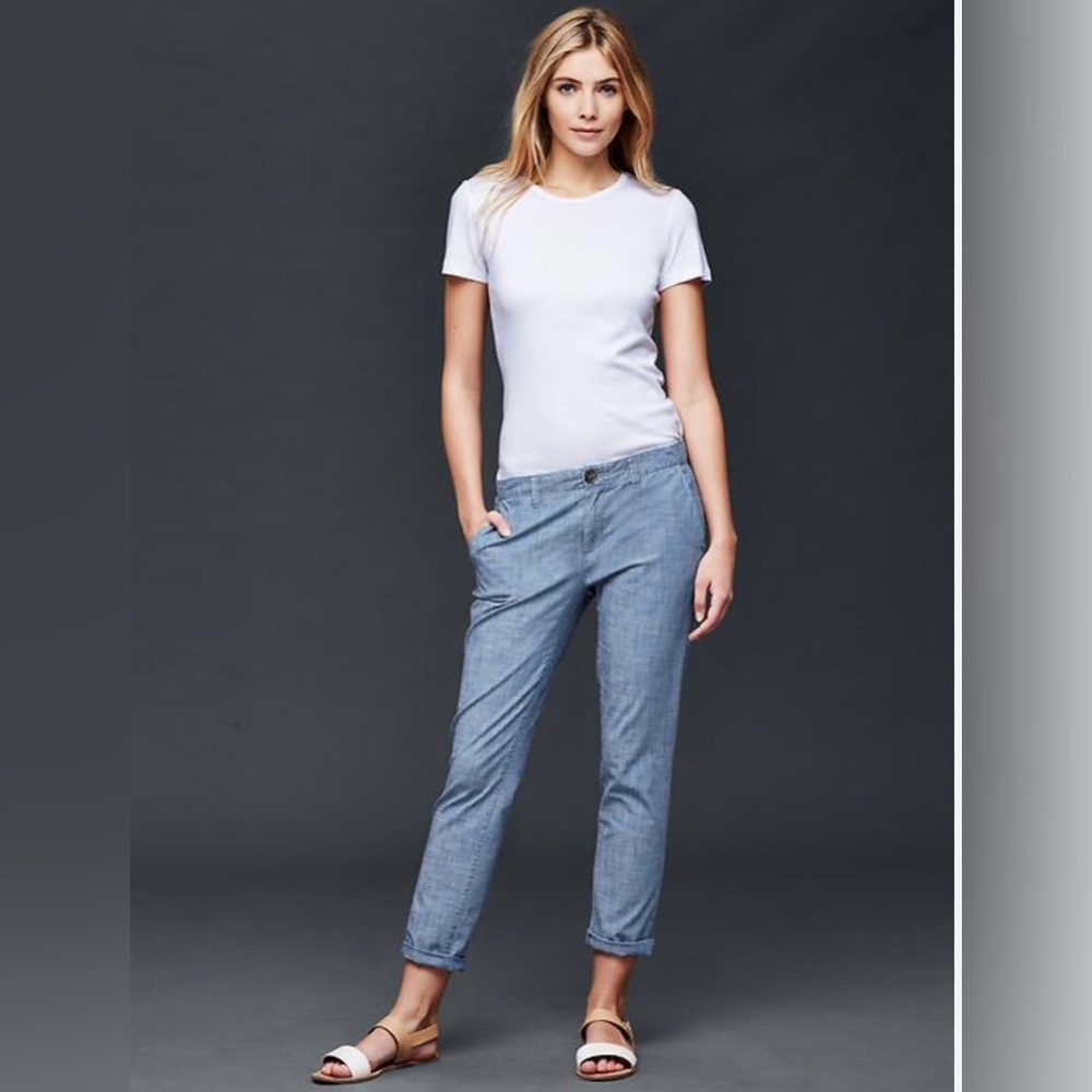 Gap Blue Chambray Girlfriend Chino